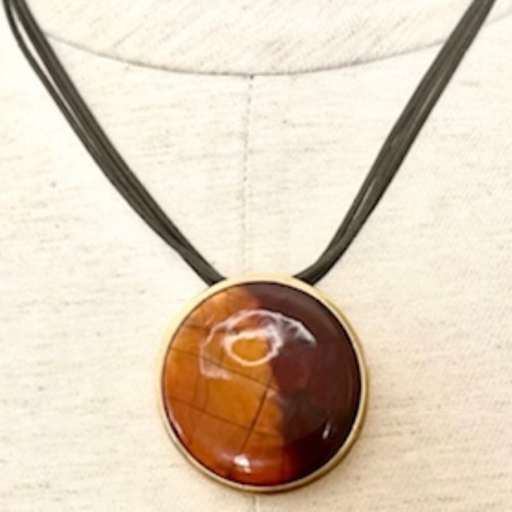 Monet vintage enamel pendant necklace on cord